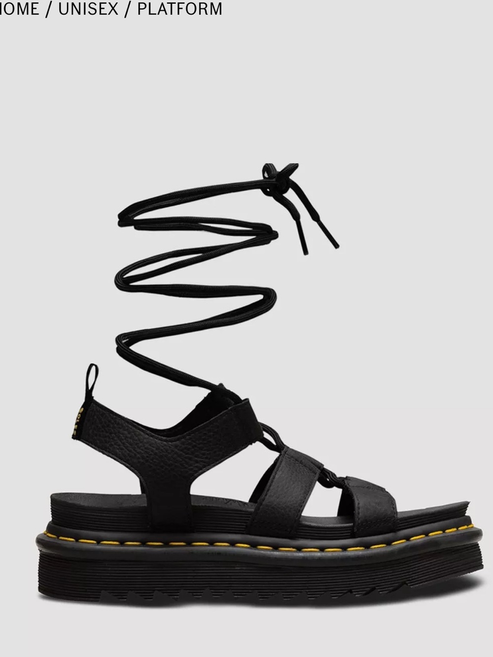 Dr. Martens Black Lace-Up Platform Gladiator Sandal